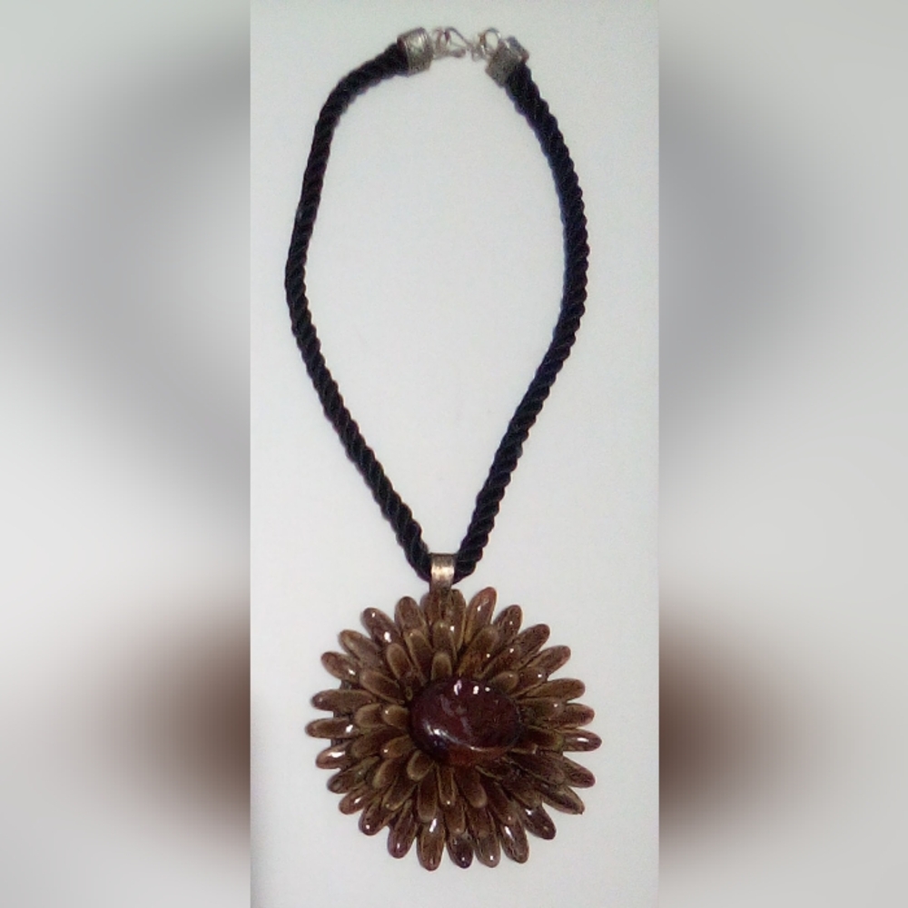 Hand Crafted Flower Necklace Boho Statement Piece